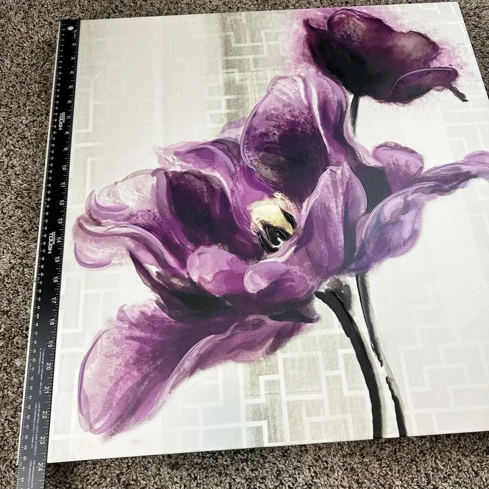 Purple Spring Tulip Flower Floral Canvas Painting Wall Art 24